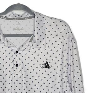 NWT Adidas Golf Men's Performance UPF 50 Polo Shirt XL White All Over Logo Print